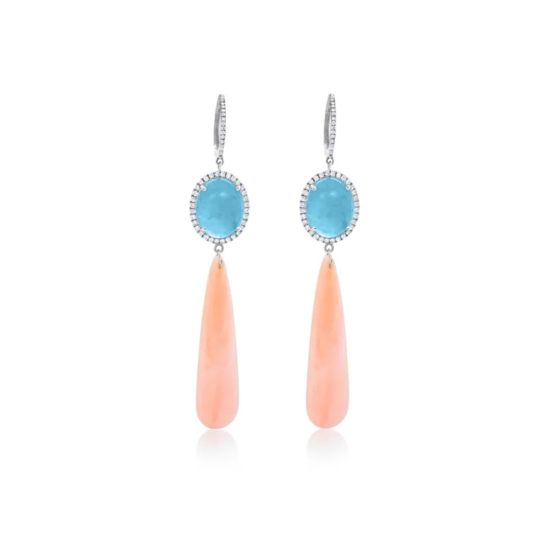 Pink Sapphire and Blue Topaz Drop Earrings sold by Meira T
