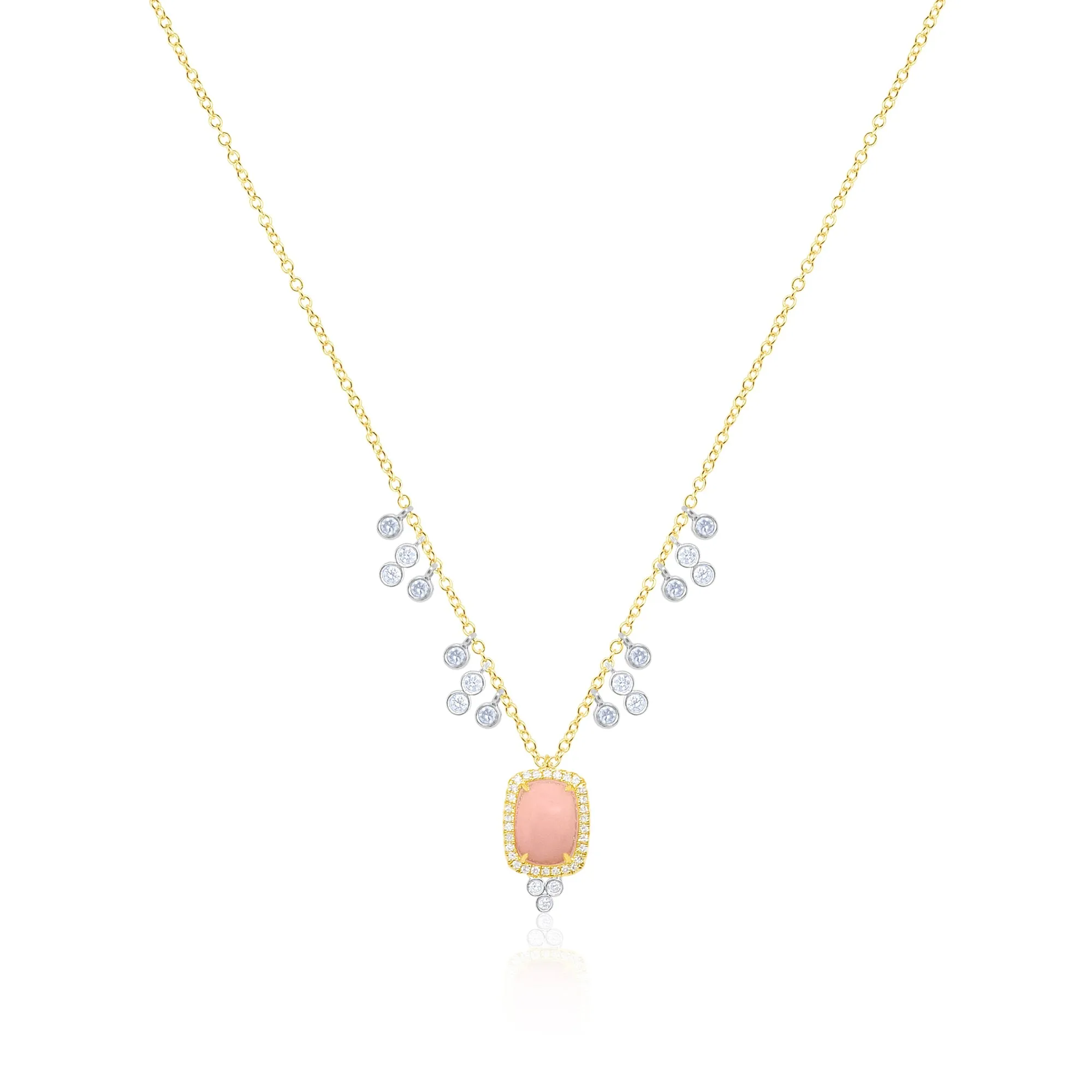 Pink Opal Dripping Diamond Necklace sold by Meira T