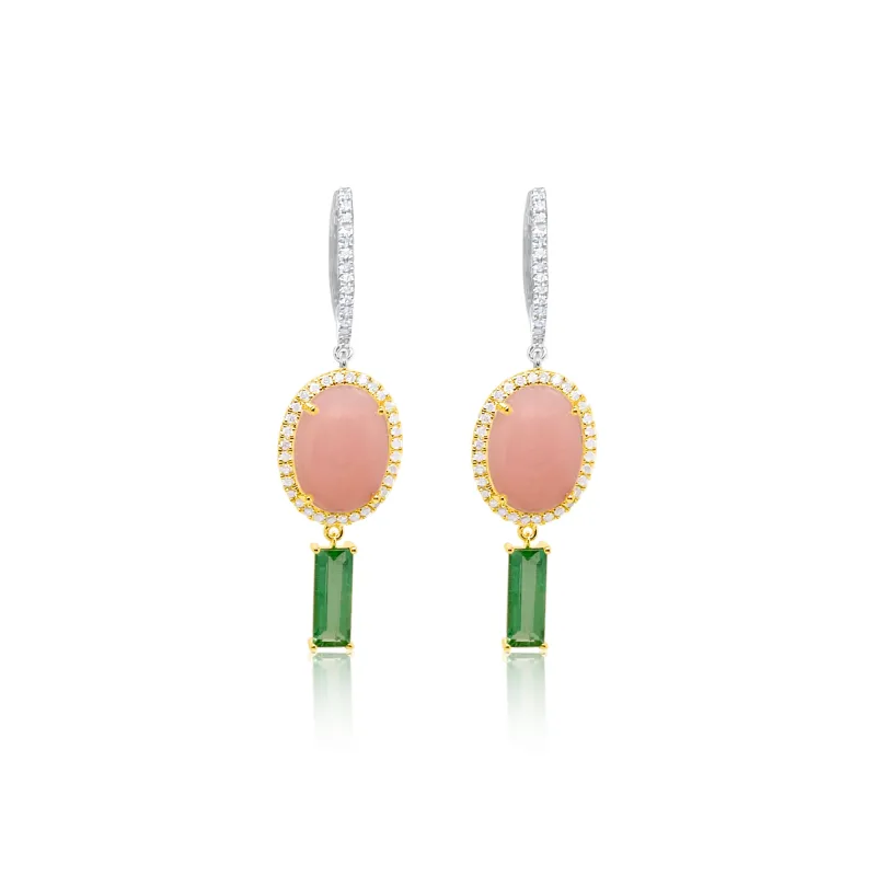 Pink Opal and Tourmaline Earrings sold by Meira T