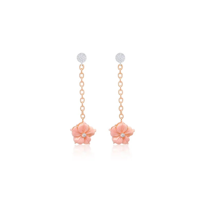 Pink Opal Floral Earrings sold by Meira T