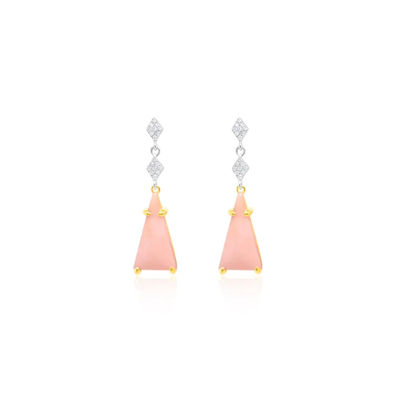 White Gold Pink Opal Earrings sold by Meira T