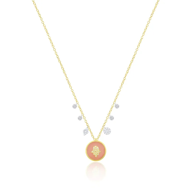 Yellow Gold Hamsa Pink Opal sold by Meira T