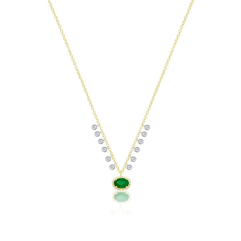 14 Kt Yellow Gold Emerald Diamond Necklace sold by Meira T