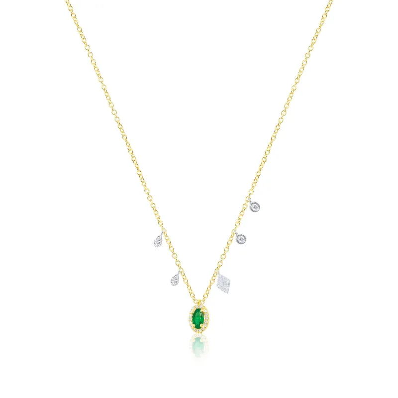 14kt Yellow Gold Emerald Diamond Necklace sold by Meira T