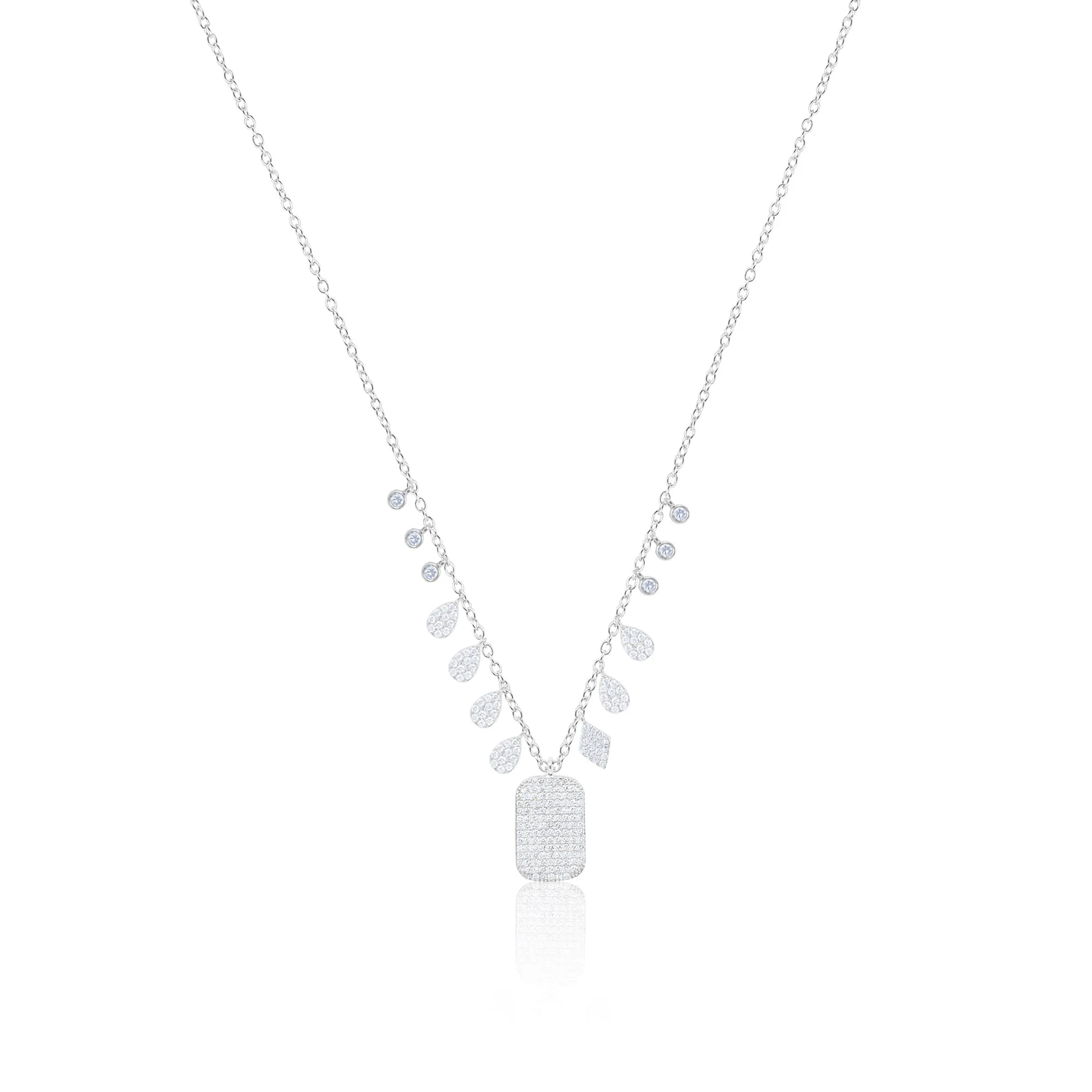 14kt White Gold Dog Tag Diamond Necklace sold by Meira T