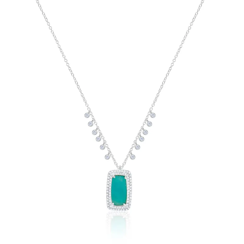 14kt White Gold Turquoise Diamond Necklace sold by Meira T