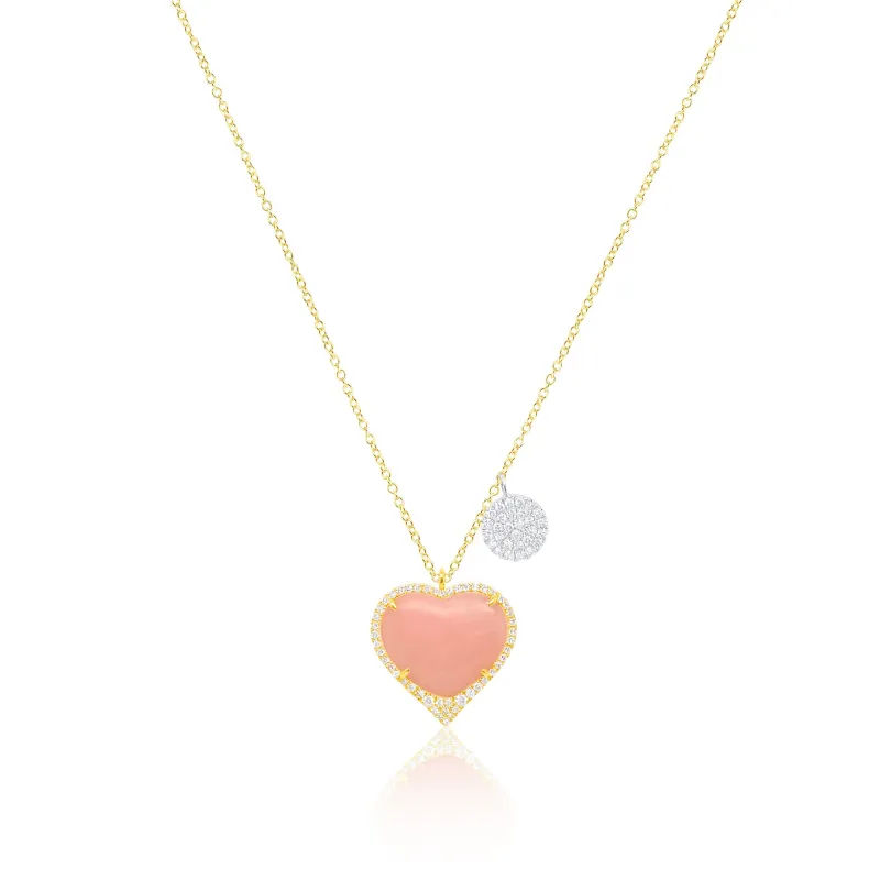 Yellow Gold Pink Opal Diamond Necklace sold by Meira T