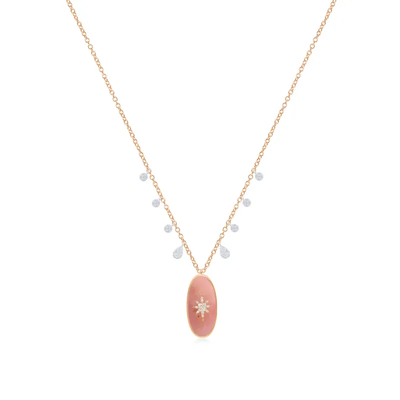 Rose Gold Diamond and Pink Opal Starburst Necklace sold by Meira T