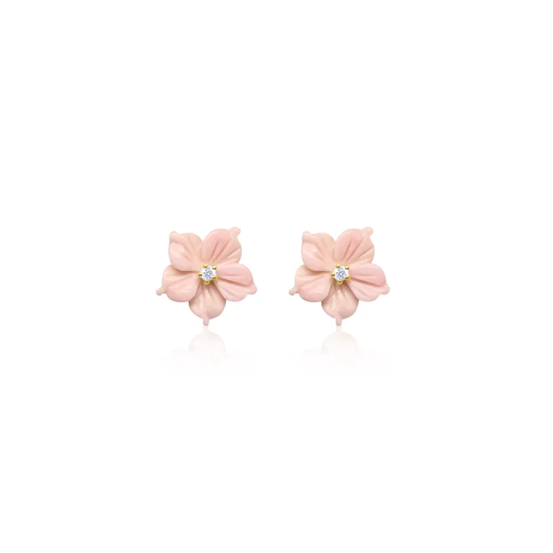 Pink Opal Hand Carved Flower studs sold by Meira T
