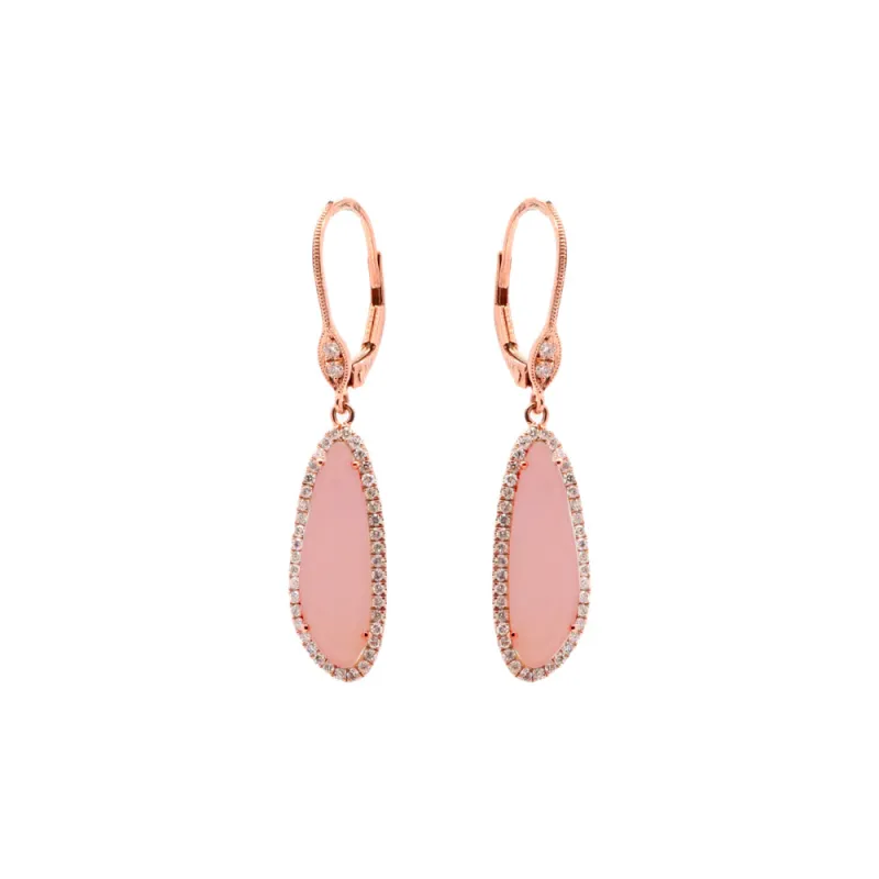 Rose Gold and Pink Opal Drop Earrings sold by Meira T