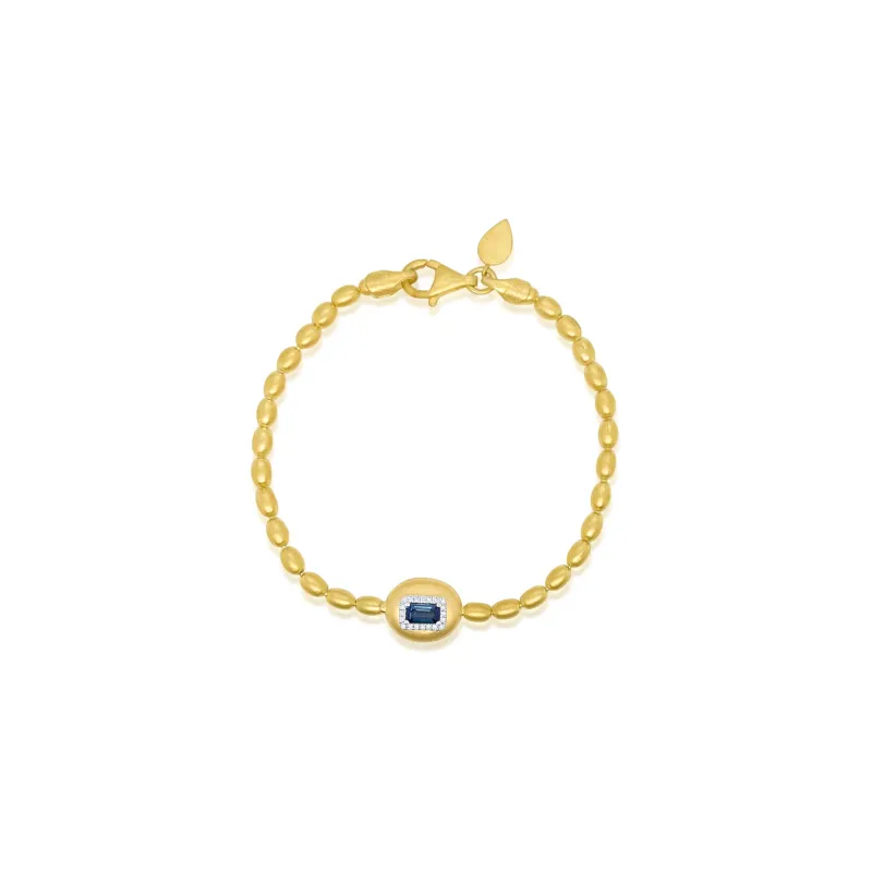 Golden Ray Silver and Diamond Sapphire Bracelet sold by Meira T
