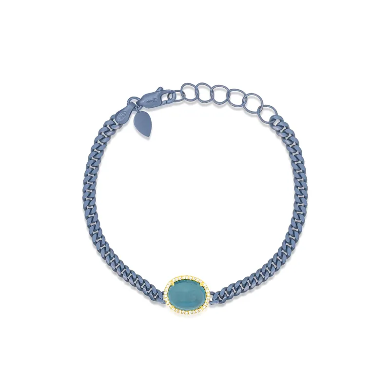 Moonlit Blue Opal Silver and Diamond Bracelet sold by Meira T