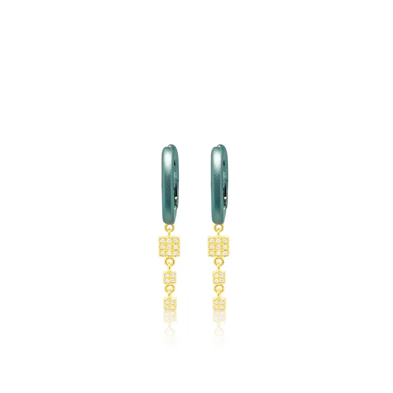 Mermaid Green Diamond Charm Huggie sold by Meira T