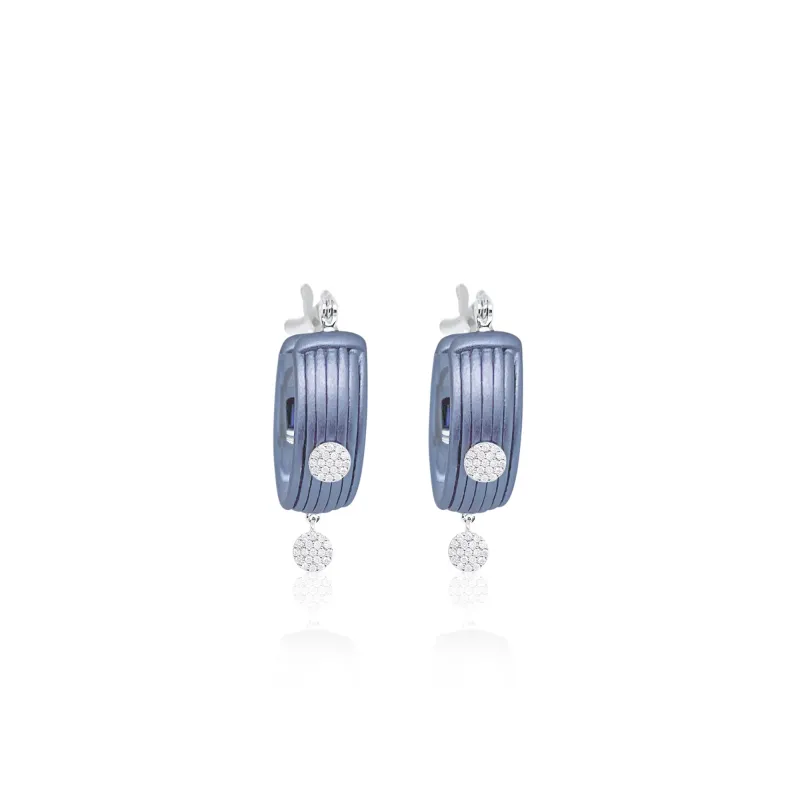 Blue Rhodium Fringe Huggies sold by Meira T