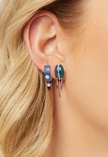 Blue Rhodium Fringe Huggies sold by Meira T product image thumbnail 2