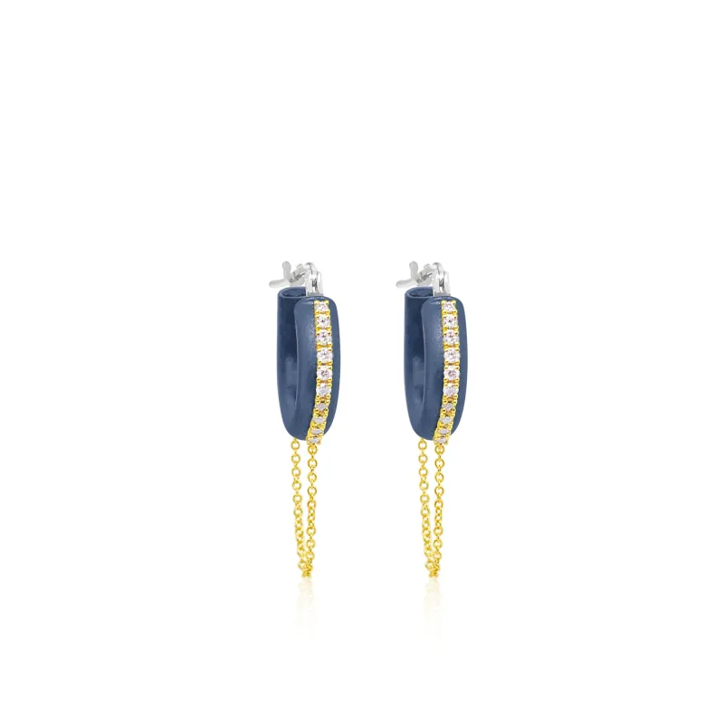 Blue Rhodium Fringe Huggies sold by Meira T