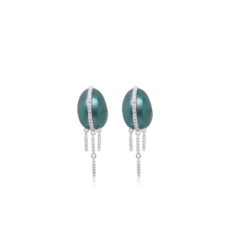 Blue Rhodium Fringe Studs sold by Meira T