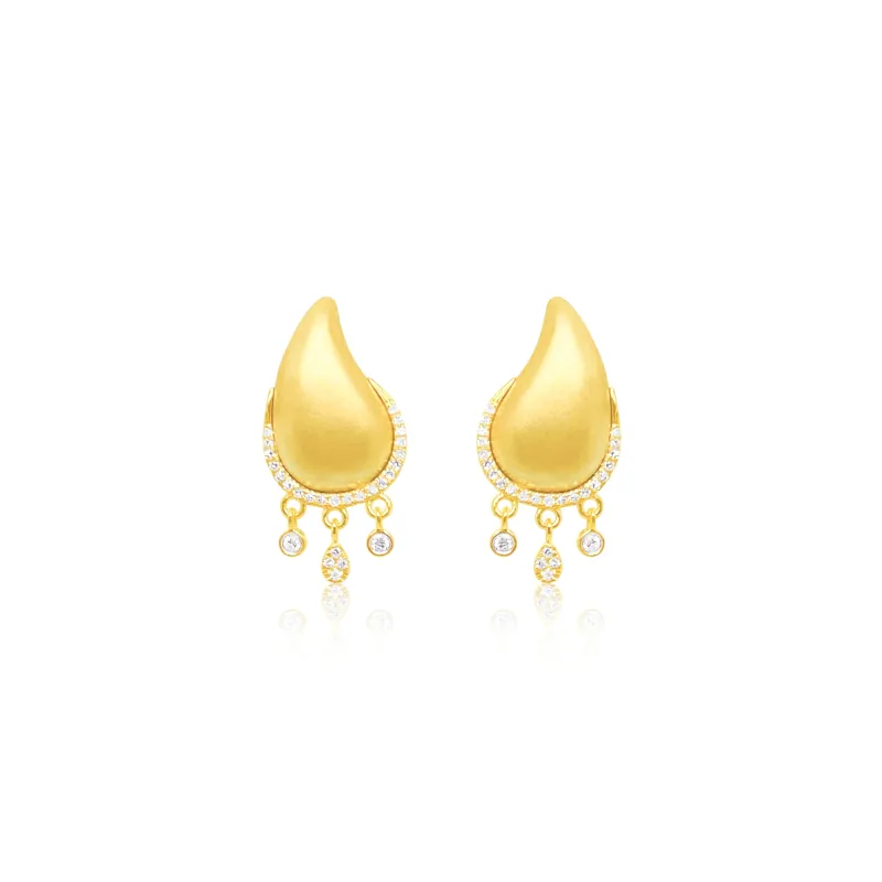 Solar Yellow Rhodium and Diamond Fringe Studs sold by Meira T