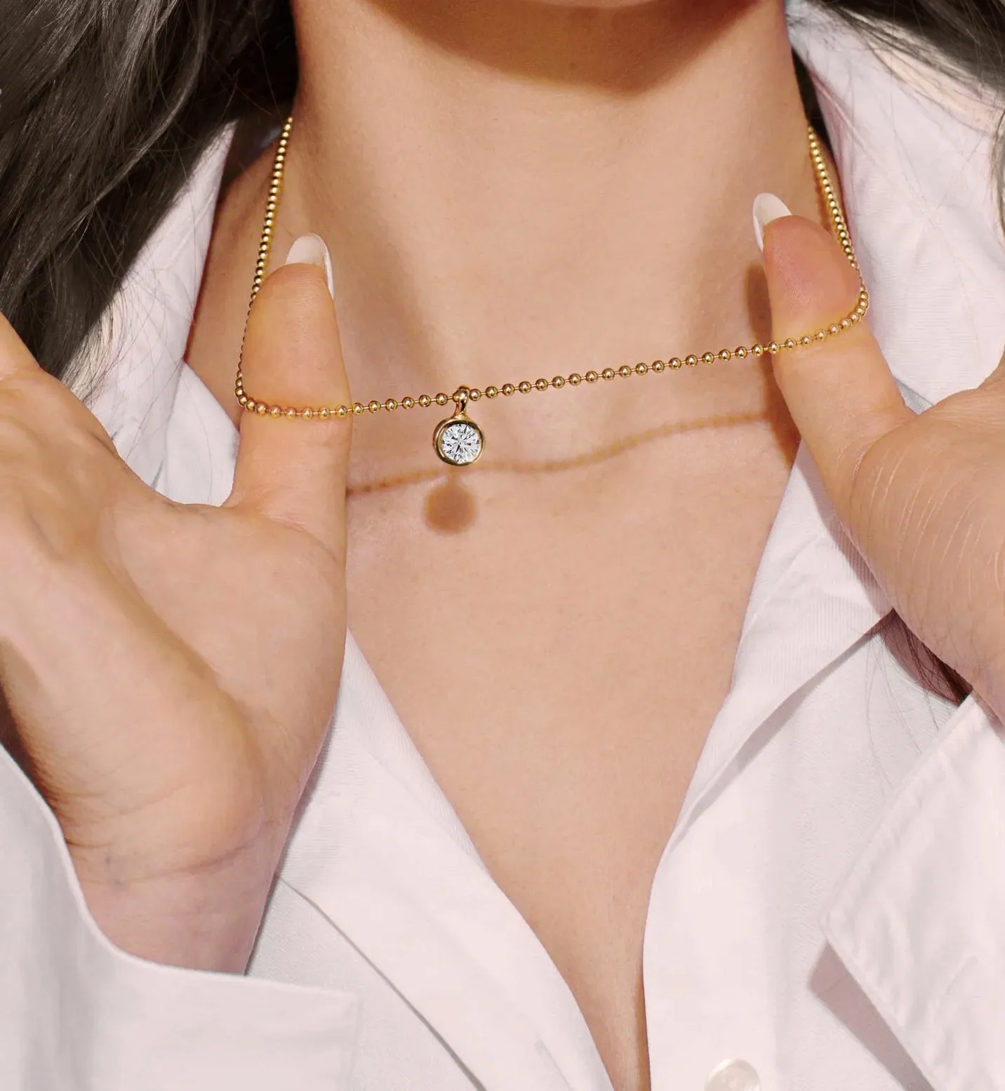 Lab Grown Round Cut Bezel Set Charm sold by Meira T product image thumbnail 3