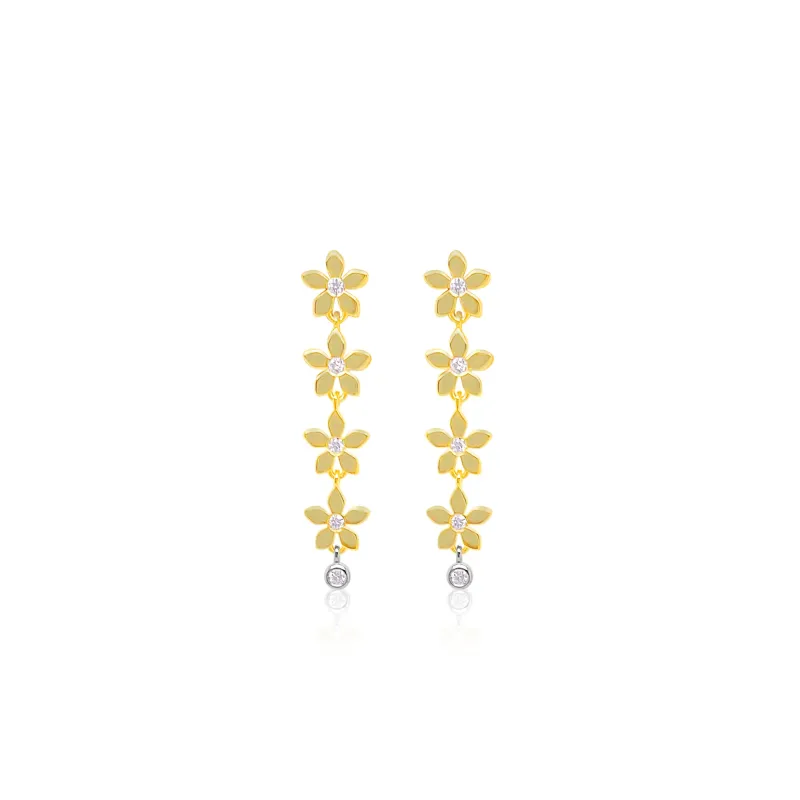 14kt Yellow Gold Diamond Flower Earrings sold by Meira T