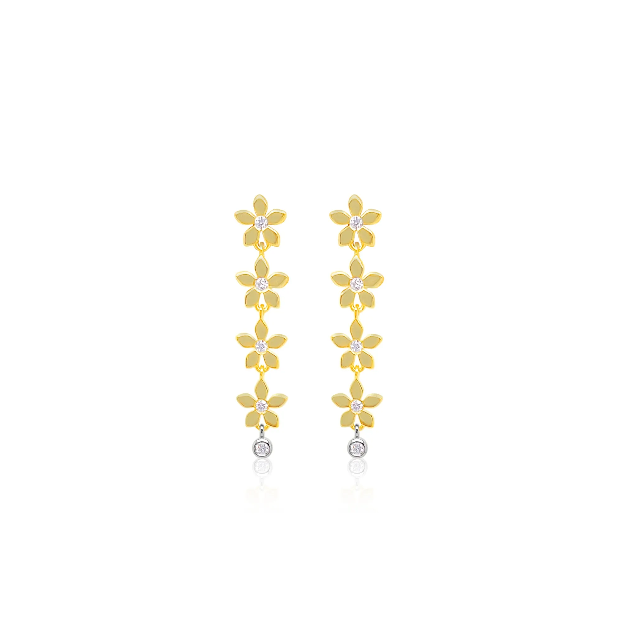 14kt Yellow Gold Diamond Flower Earrings sold by Meira T