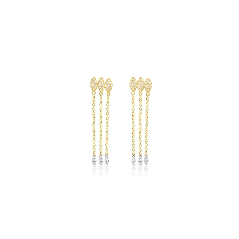 14kt Yellow Gold Pave Diamond Drop Earrings sold by Meira T