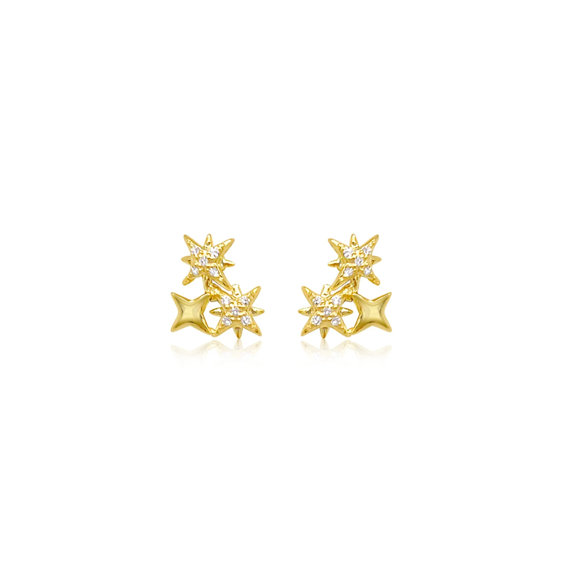 14kt Yellow Gold Pave Diamond Celestial Studs sold by Meira T