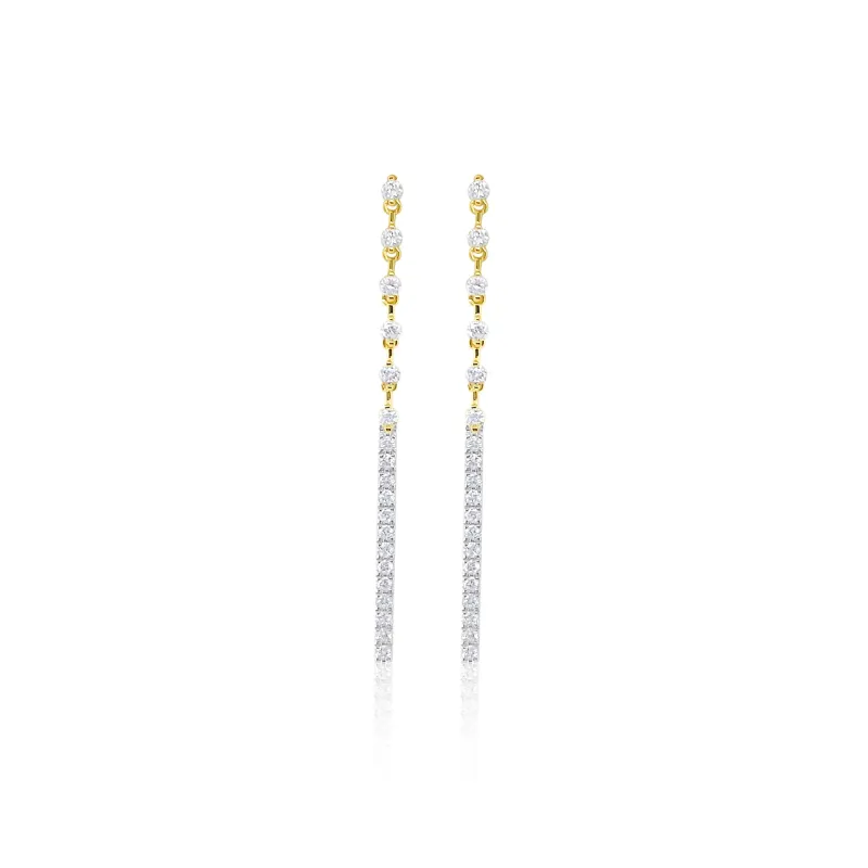 Diamond Dangle and Bar Earring 14kt White and Yellow Gold sold by Meira T