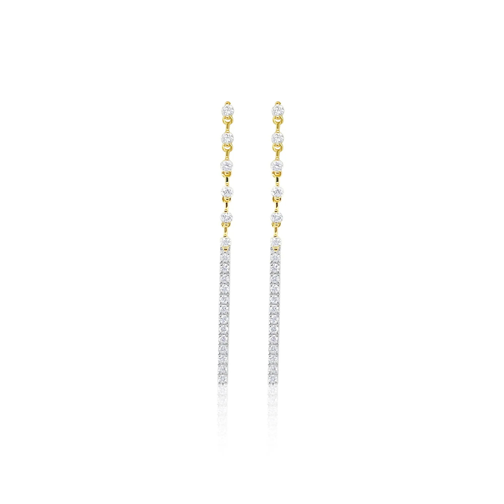 Diamond Dangle and Bar Earring 14kt White and Yellow Gold sold by Meira T