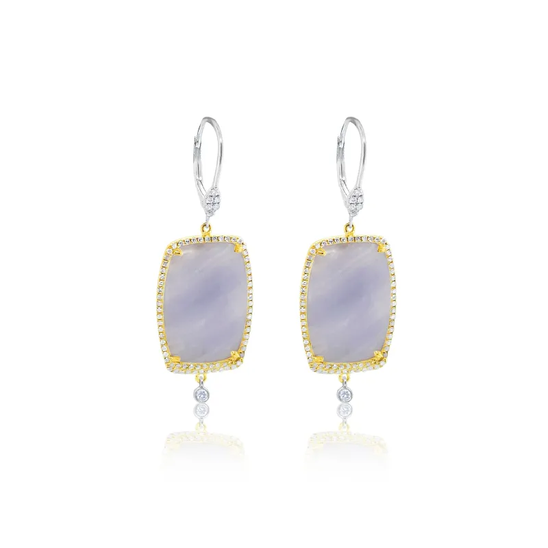 14kt Yellow and White Gold Chalcedony Diamond Earrings sold by Meira T