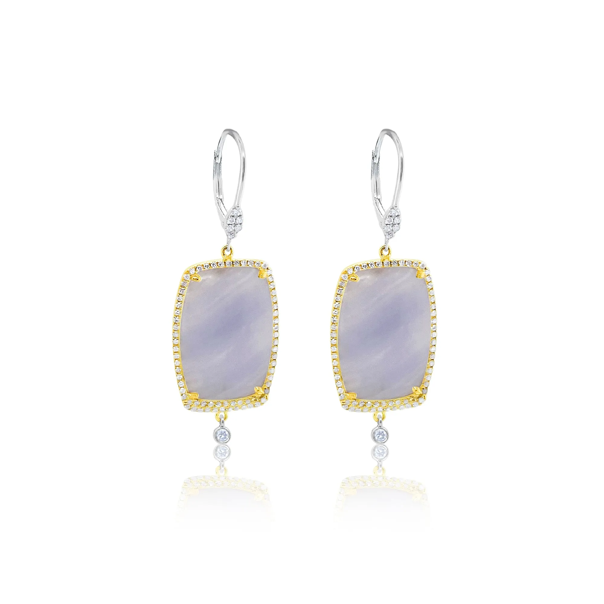 14kt Yellow and White Gold Chalcedony Diamond Earrings sold by Meira T