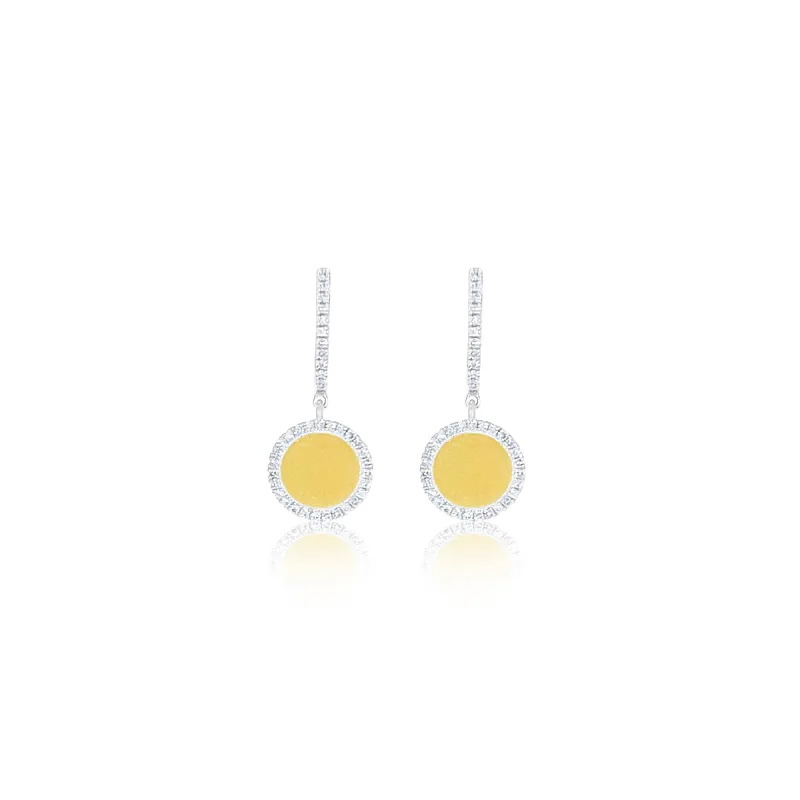 14k Diamond Halo Earrings with a Yellow Gold Plate Inside sold by Meira T