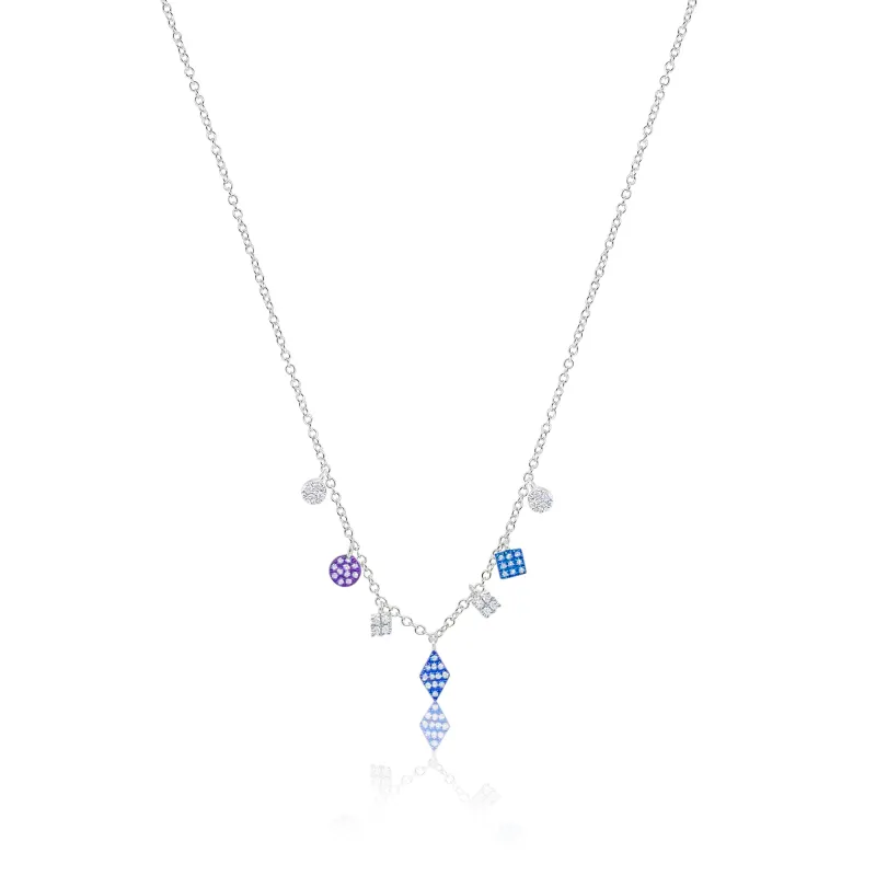 Multi-Shape Pave Charm Necklace  Prism Rhodium sold by Meira T