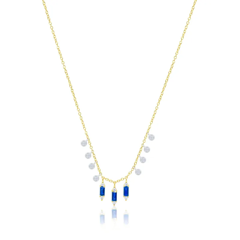 Yellow Gold Blue Sapphire Fringe Necklace sold by Meira T
