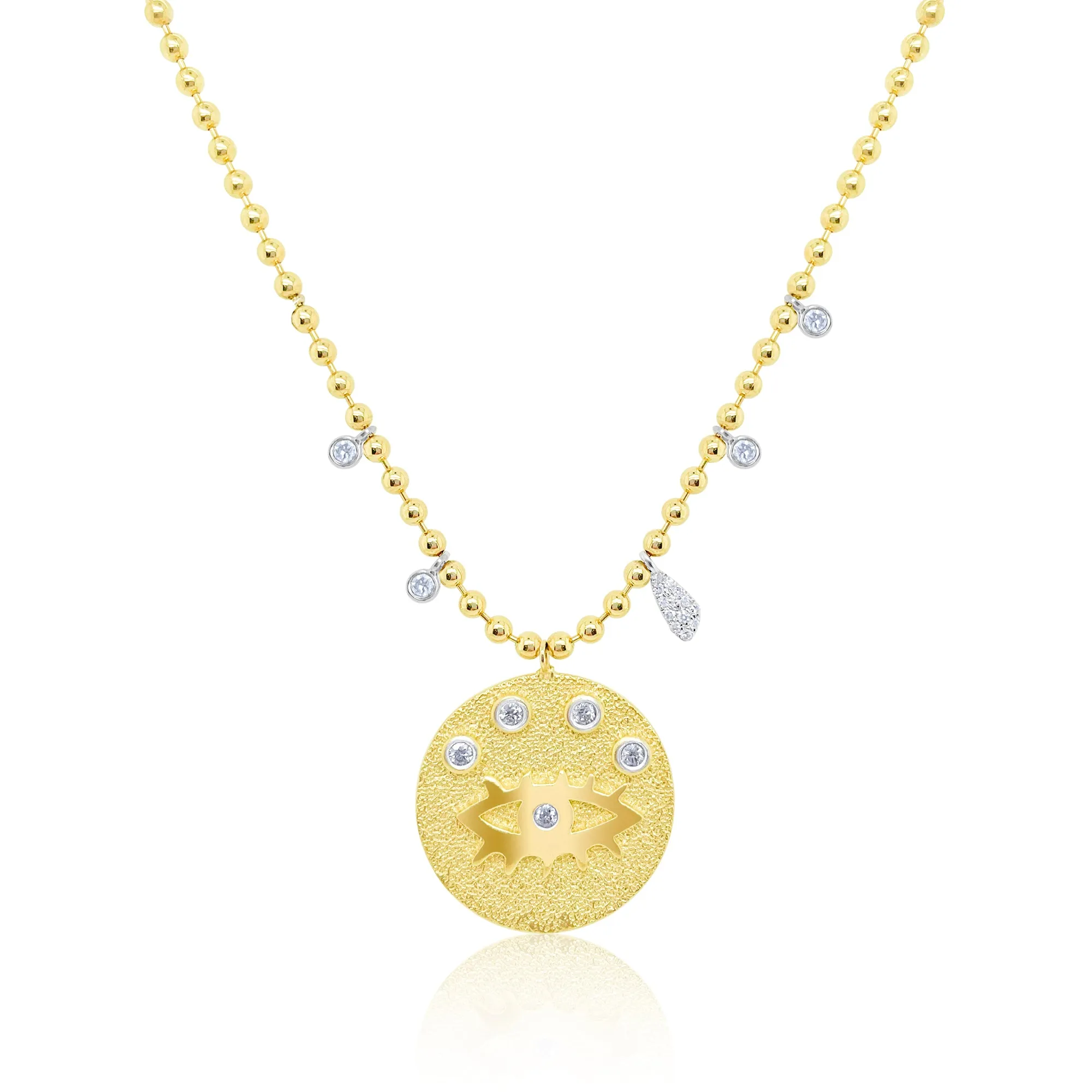 14kt Yellow Gold Evil Eye Diamond Necklace sold by Meira T