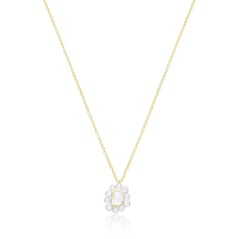 All Silver Rough Diamond Flower Necklace sold by Meira T
