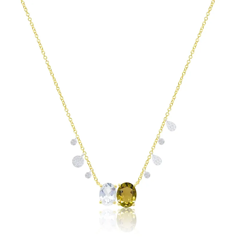 14kt Yellow Gold Green Amethyst and Citrine Diamond Necklace sold by Meira T