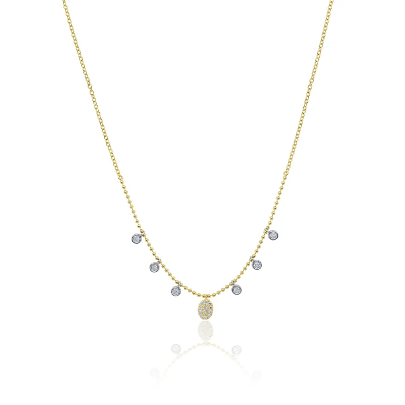 Yellow Gold Fringe Ball Chain Charm Necklace sold by Meira T