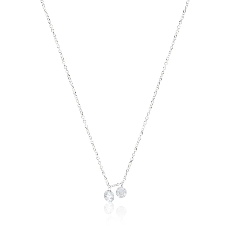 White Gold Drilled Diamond Disc Necklace sold by Meira T