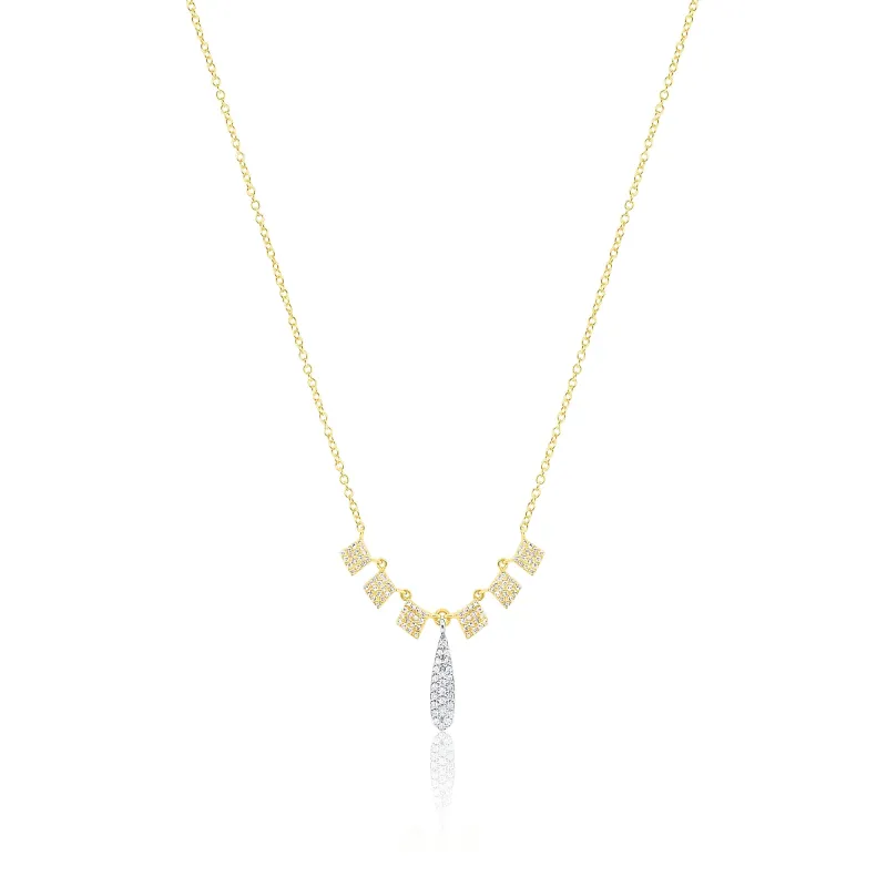 Yellow Gold Diamond and Drop Necklace sold by Meira T