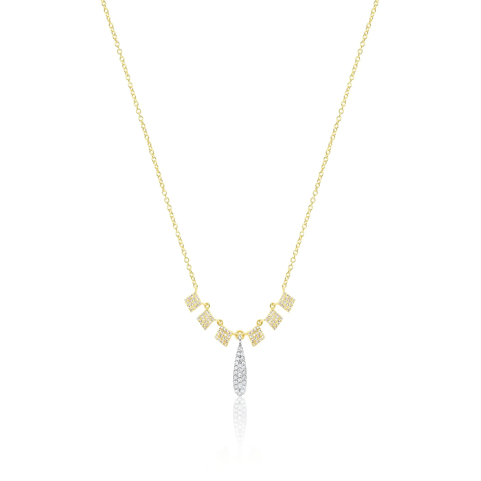 Yellow Gold Diamond and Drop Necklace sold by Meira T