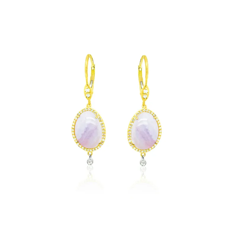 14kt Yellow Gold Chalcedony Diamond Earings sold by Meira T