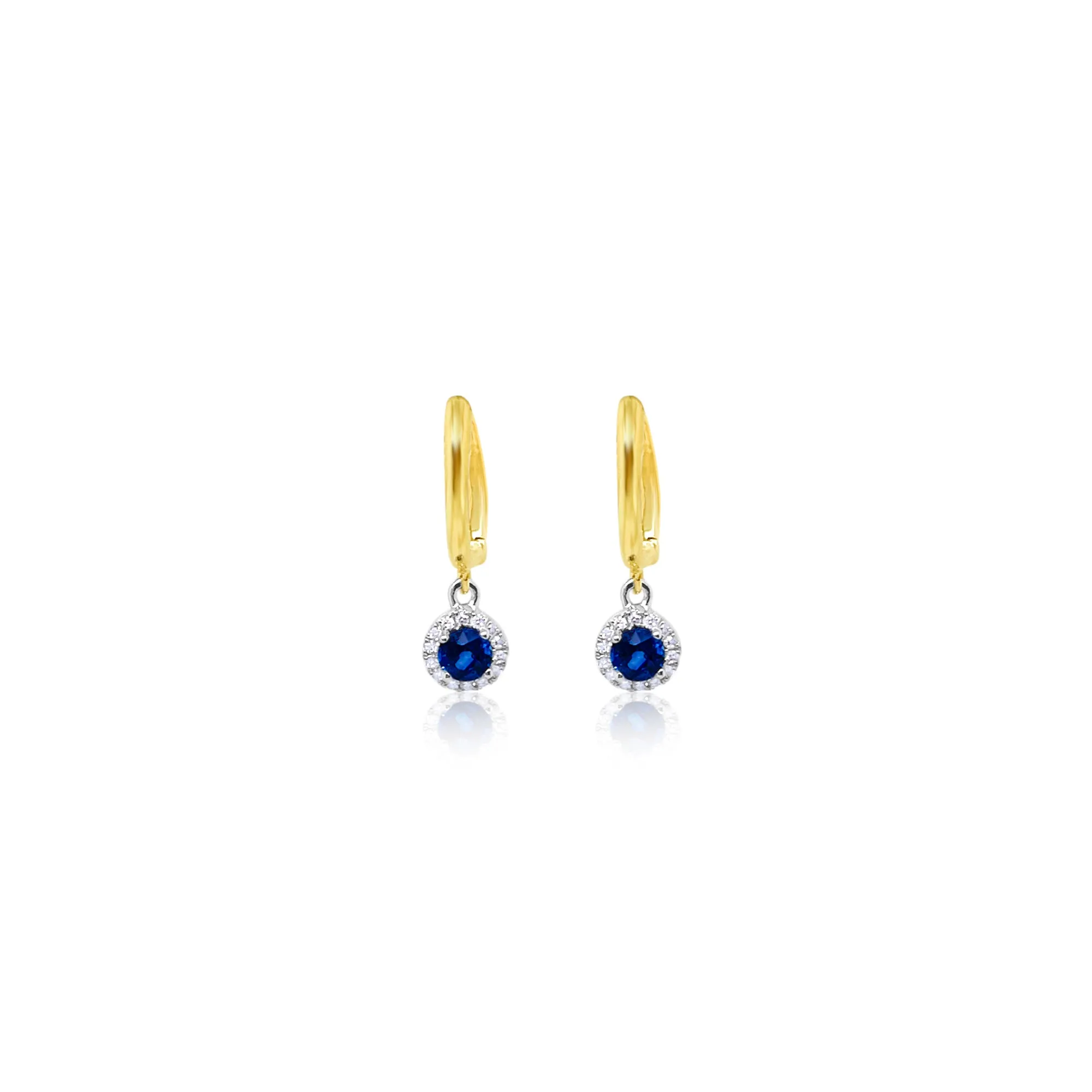 14 Kt Yellow Gold Blue Sapphire Huggies sold by Meira T