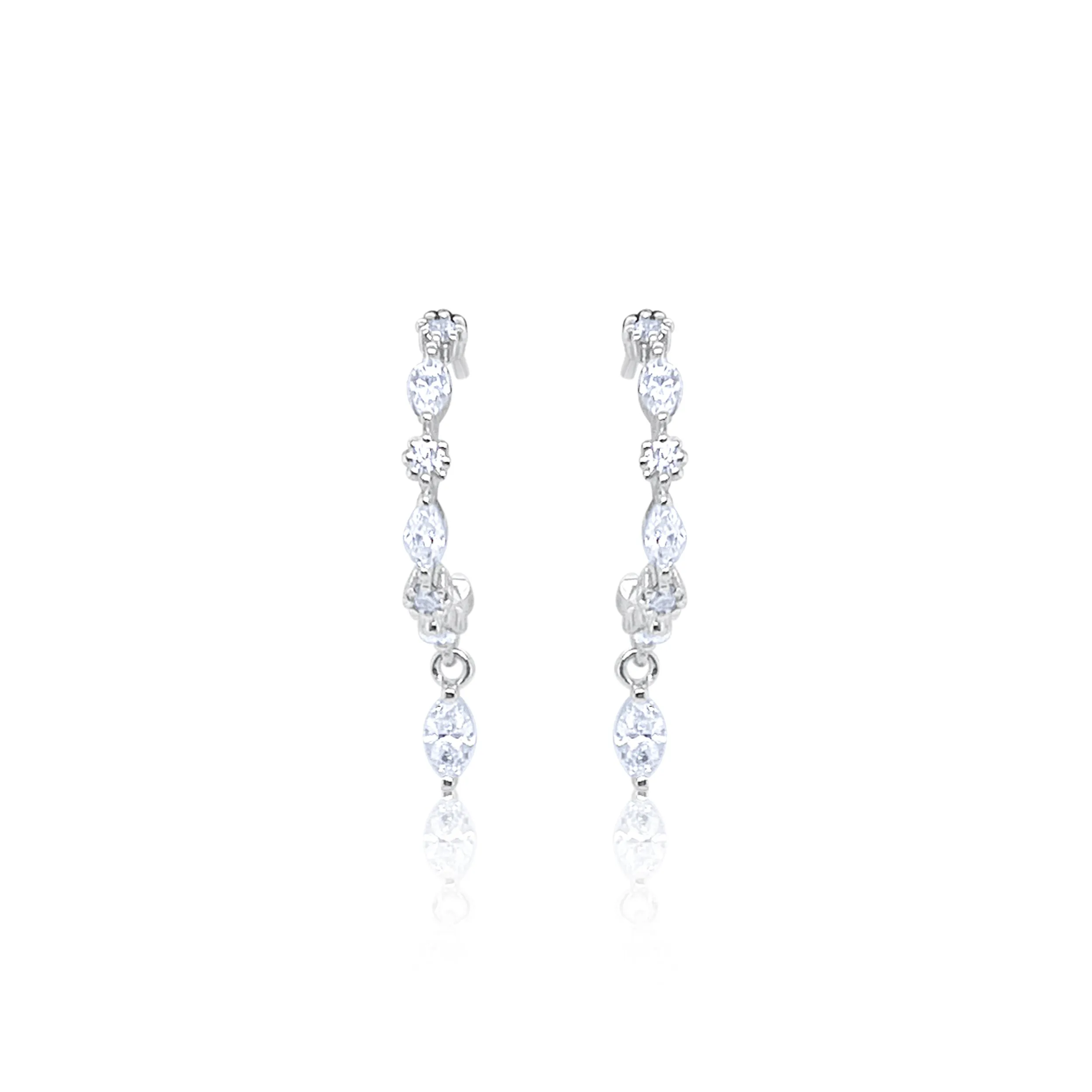 White Gold Antique Style Diamond Hoop with Drop sold by Meira T