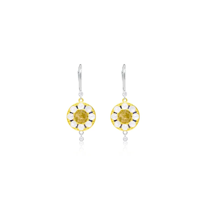 14kt White Gold Rough Diamonds Silver Center Earrings sold by Meira T