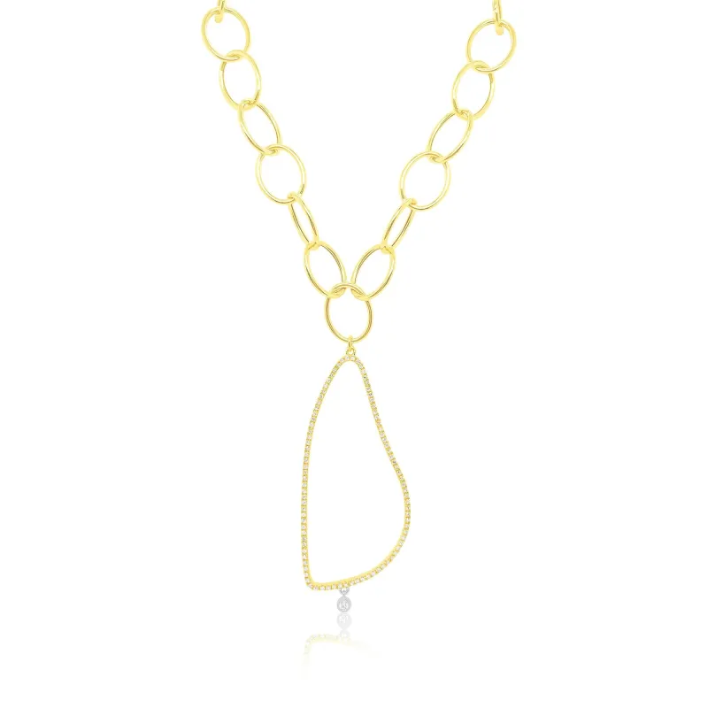 Yellow Gold Diamond Round Link Charm Necklace sold by Meira T