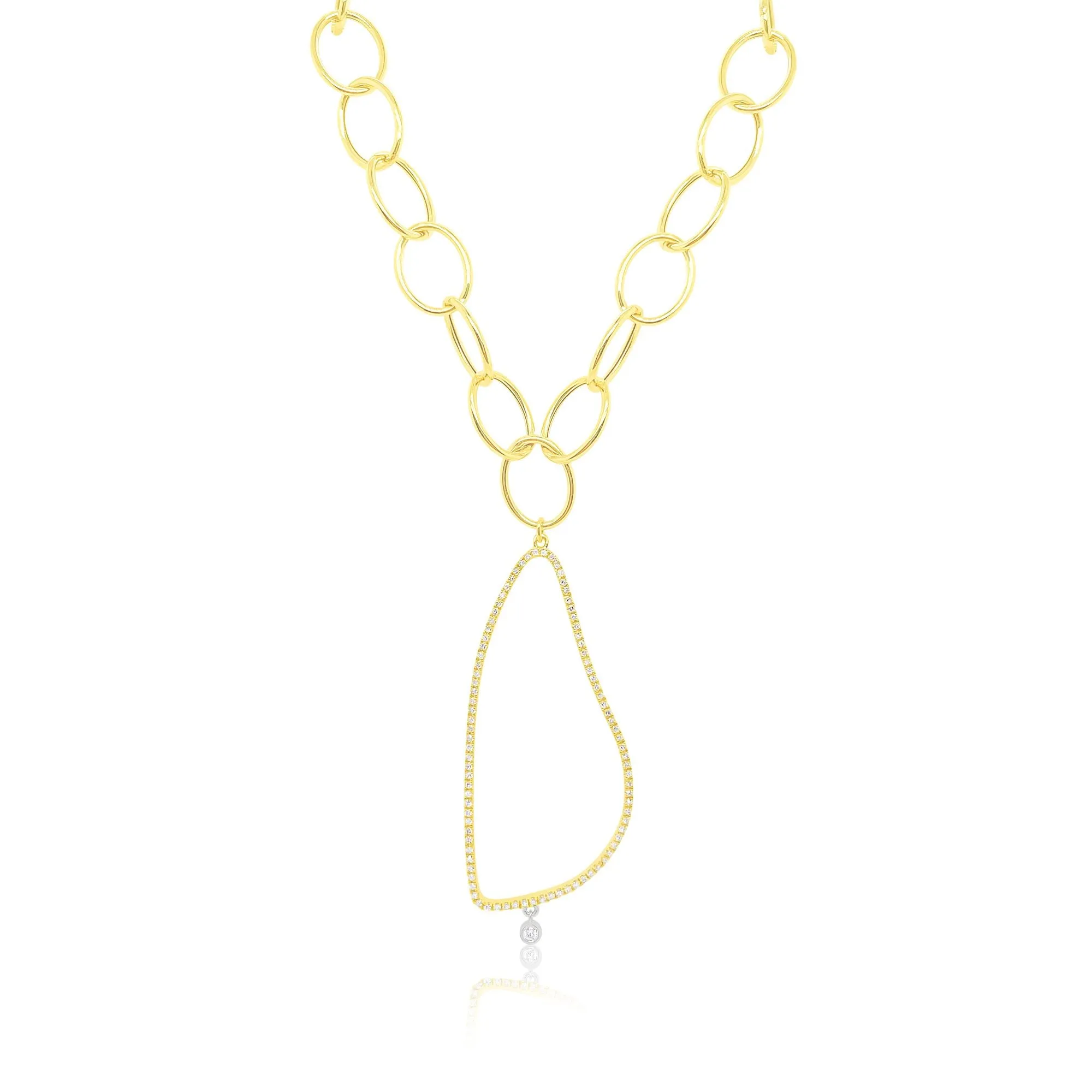 Yellow Gold Diamond Round Link Charm Necklace sold by Meira T