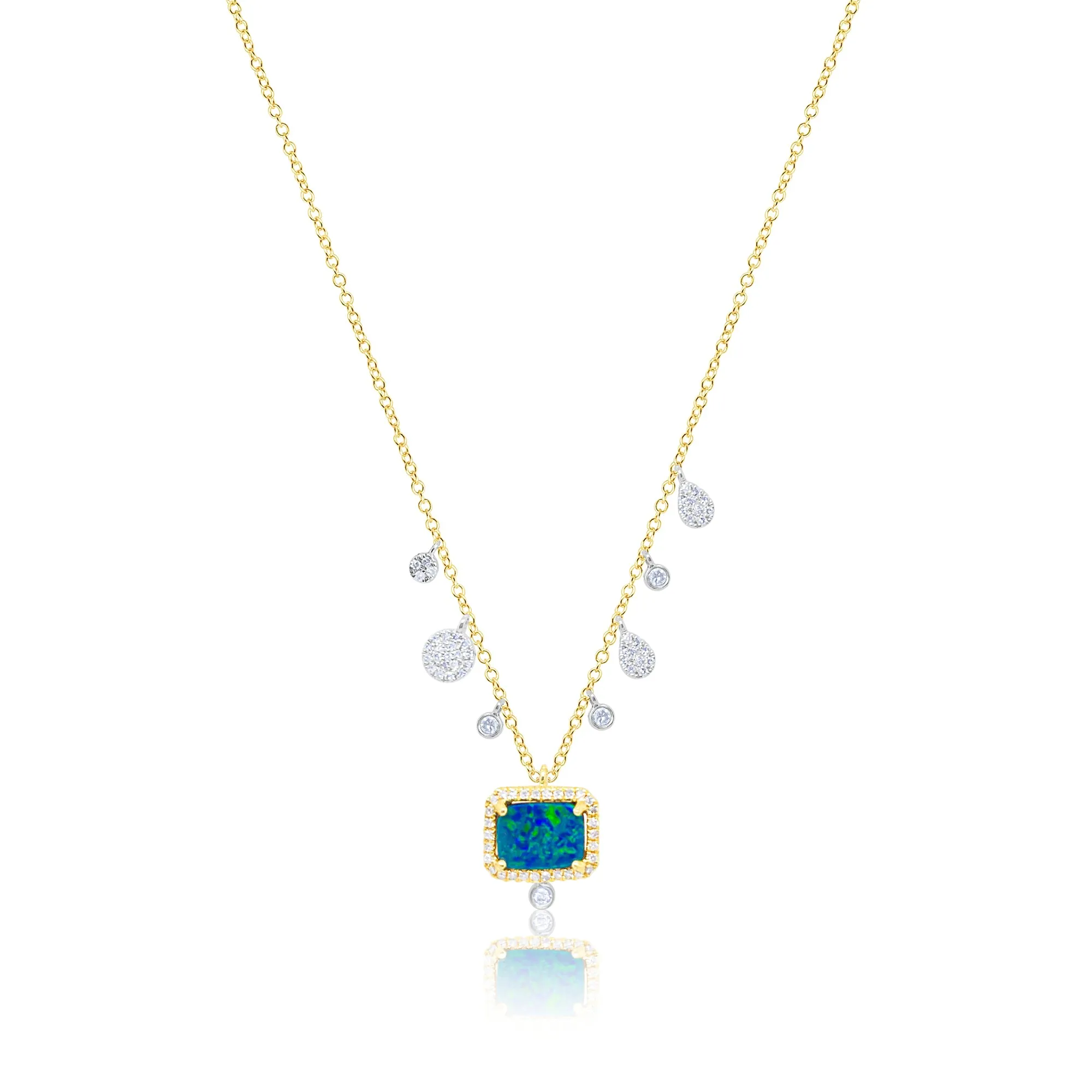 14 Kt Yellow Gold Diamond Opal Necklace sold by Meira T