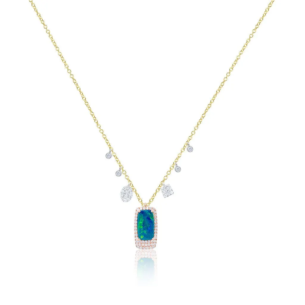 Three Tone Opal Diamond Necklace sold by Meira T
