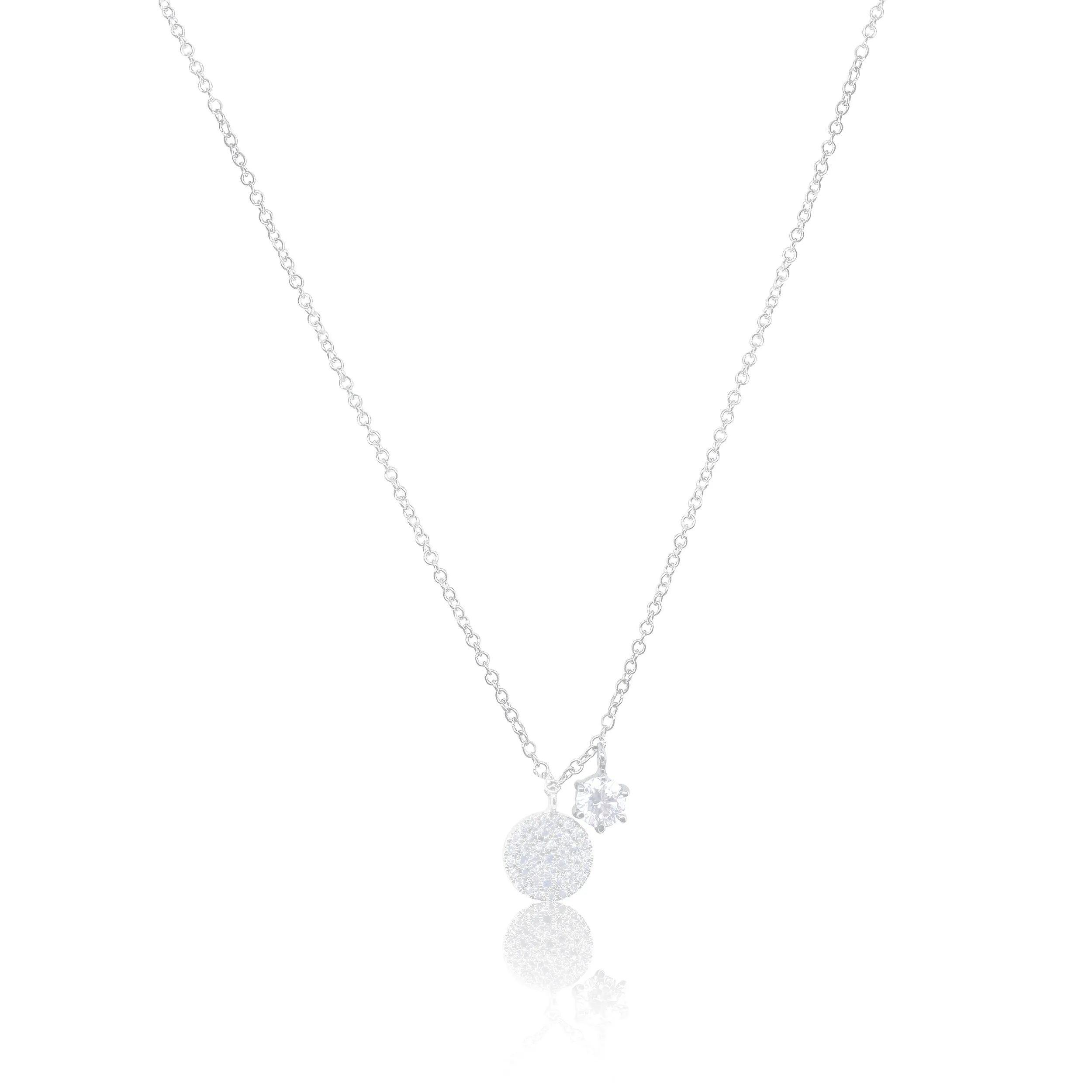 White Gold Diamond and Disc Necklace sold by Meira T